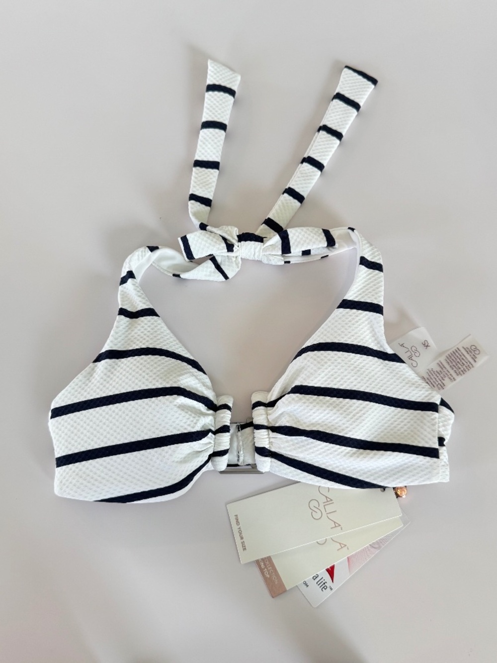 CALIA Women’s U-Bar Halter Bikini Swim Top in Cloud Cover Stripe
